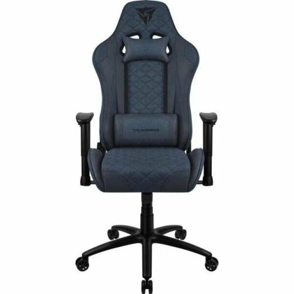 Cadeira Gamer Reclinável Tecido Azul com Apoio de Braços 2D
