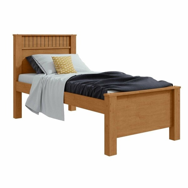 Cama Solteiro com Cabeceira Ripada – Amêndoa Clean e Off White