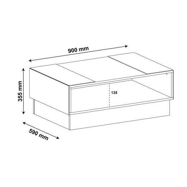 Mesa de Centro Detroit com Nicho, Rodízios com Freio e Design Dobrável