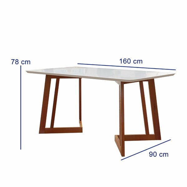 Conjunto Mesa de Jantar Retangular com 6 Cadeiras Estofadas e Tampo de Vidro – Caramelo