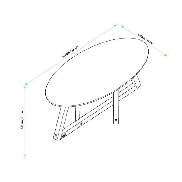 Mesa de Centro Oval com Tampo em MDF Semi-Brilho e Pés de Madeira Maciça