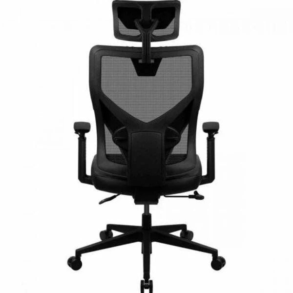 Cadeira Gamer Reclinável Malha e Couro Sintético Preta com Apoio Ajustável
