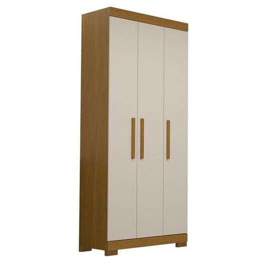 Guarda-Roupa Solteiro com 3 Portas e 2 Gavetas – Cinamomo/Off White