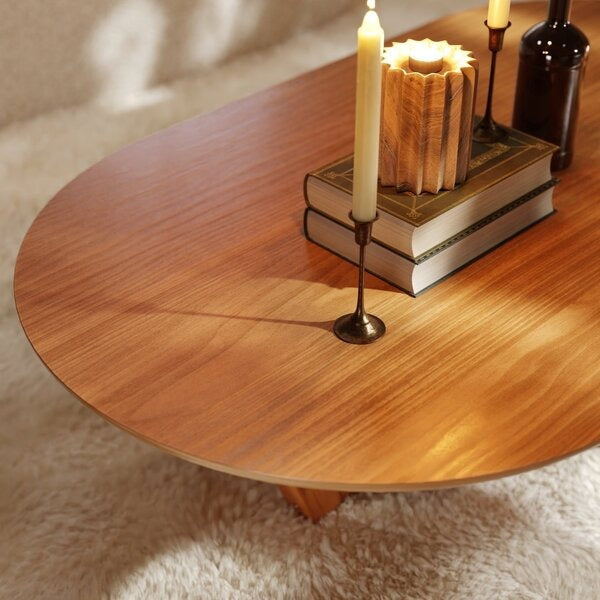 Mesa de Centro Oval Elegance Nature com Acabamento Semi-Brilho