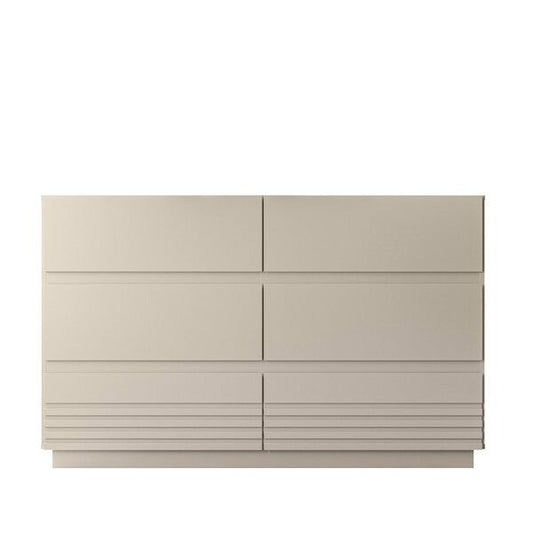 Cômoda 6 Gavetas Ripada Japandi em MDP/MDF com Corrediças Telescópicas Acabamento UV Fosco Cor Off White
