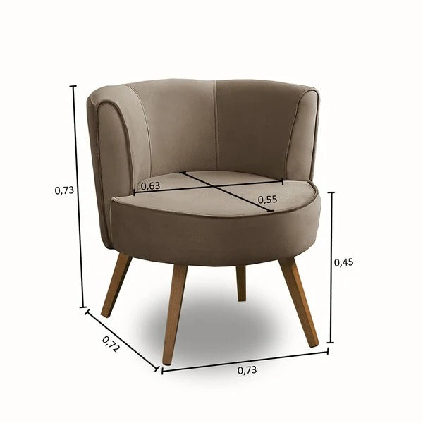 Conjunto 2 Poltronas Isa Suede Marrom com Pés de Madeira