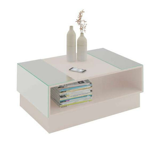 Mesa de Centro Detroit com Nicho, Rodízios com Freio e Design Dobrável