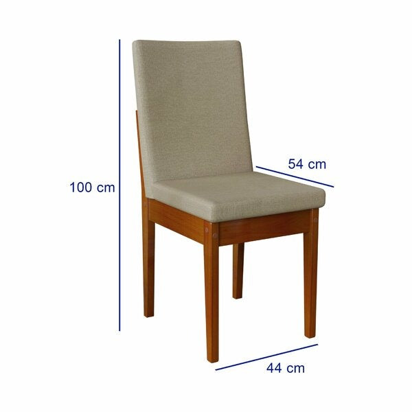 Conjunto Mesa de Jantar Retangular com 6 Cadeiras Estofadas e Tampo de Vidro – Caramelo