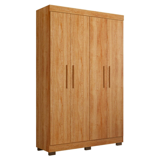 Guarda-Roupa Solteiro 4 Portas 3 Gavetas MDF Marrom Flórida