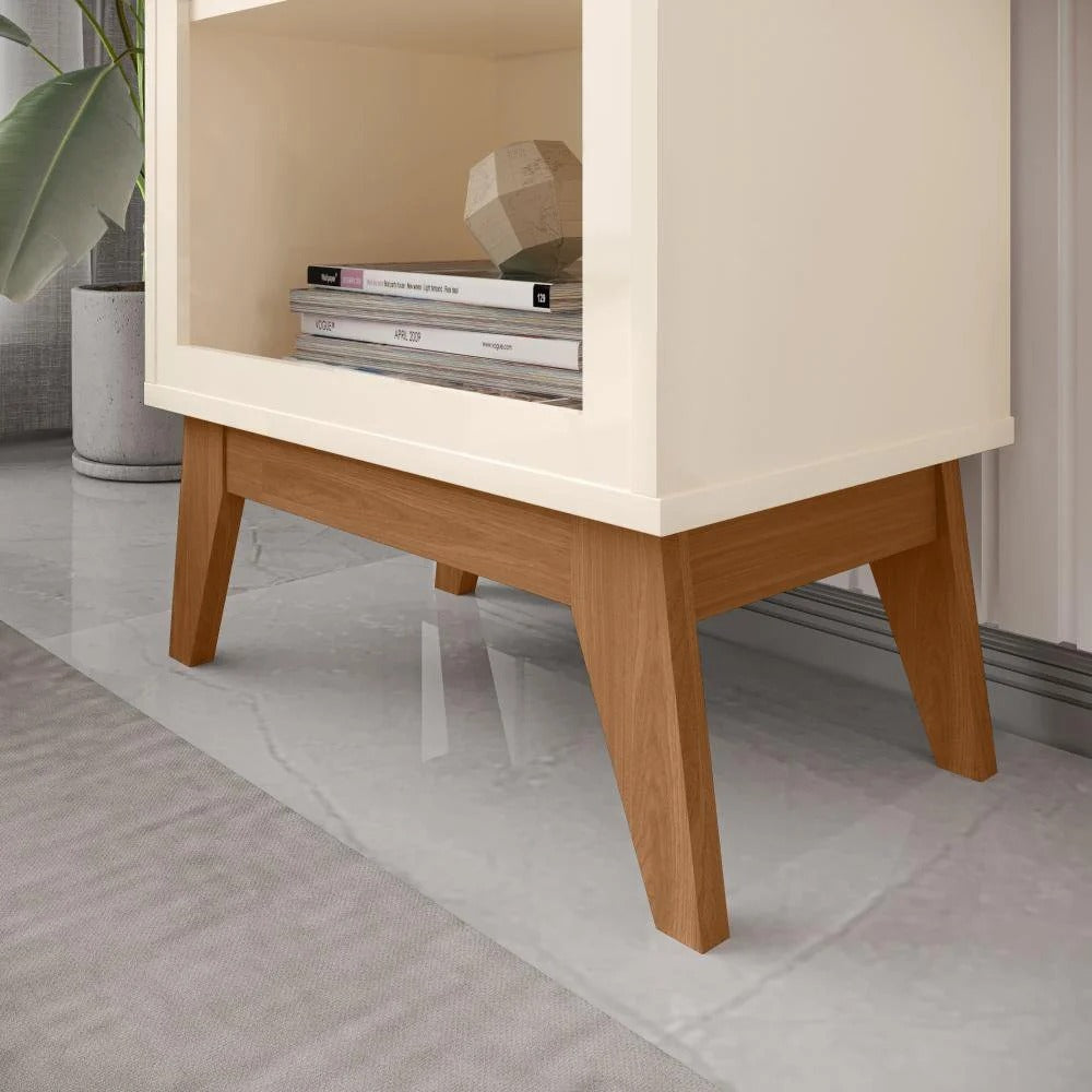 Estante Livreiro Versales Off White/Cedro com 4 Prateleiras e 5 Nichos