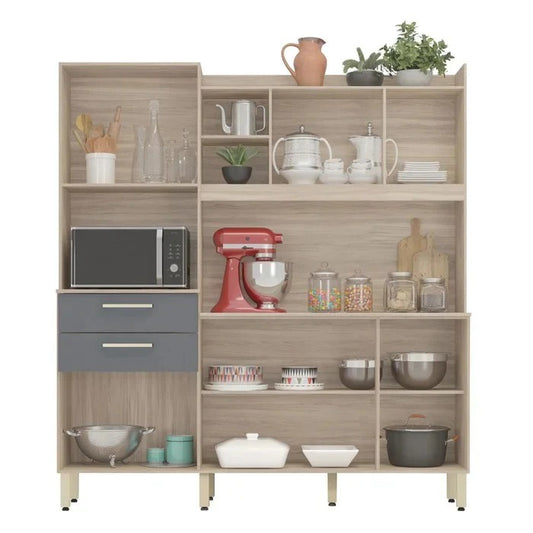 Armário de Cozinha Compacto 6 Portas 2 Gavetas Avena Grafito