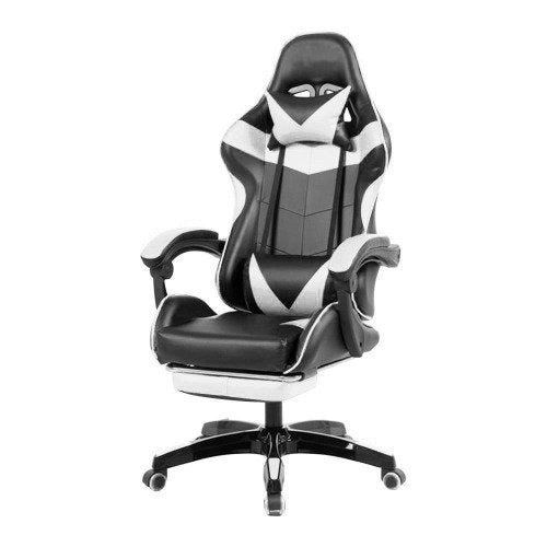 Cadeira Gamer Trieste Branca Reclinável com Apoio para os Pés, Couro PU e Travesseiros Ergonômicos
