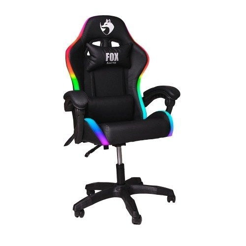 Cadeira Gamer Nordic RGB Reclinável com Base de Aço, Ajuste de Altura e Braços Fixos – Preta