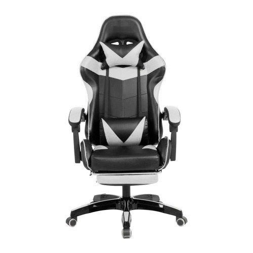 Cadeira Gamer Trieste Branca Reclinável com Apoio para os Pés, Couro PU e Travesseiros Ergonômicos