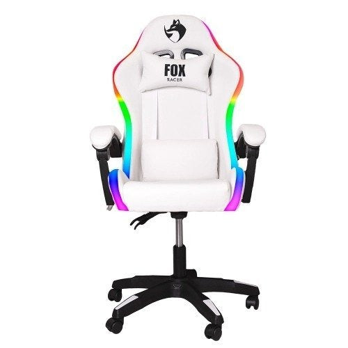 Cadeira Gamer Nordic RGB Reclinável com Base de Aço, Ajuste de Altura e Apoio Fixo – Branco
