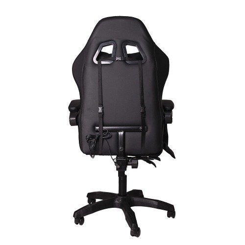 Cadeira Gamer Nordic RGB Reclinável com Base de Aço, Ajuste de Altura e Braços Fixos – Preta