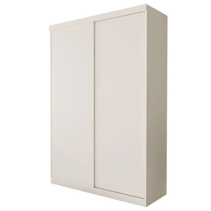 Guarda-Roupa Solteiro com 2 Portas de Correr, 2 Gavetas e Cabideiros – Branco