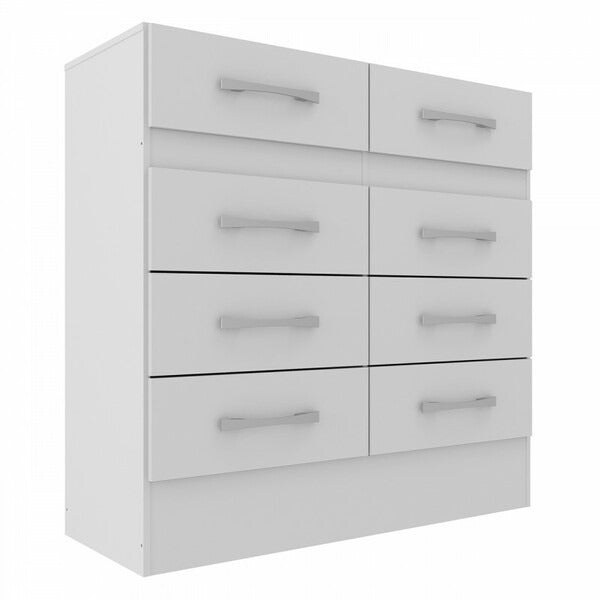 Cômoda 8 Gavetas Compacta em MDP com Corrediças Metálicas – Acabamento Fosco Branco
