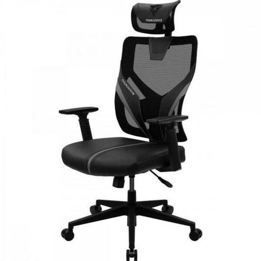 Cadeira Gamer Reclinável Malha e Couro Sintético Preta com Apoio Ajustável