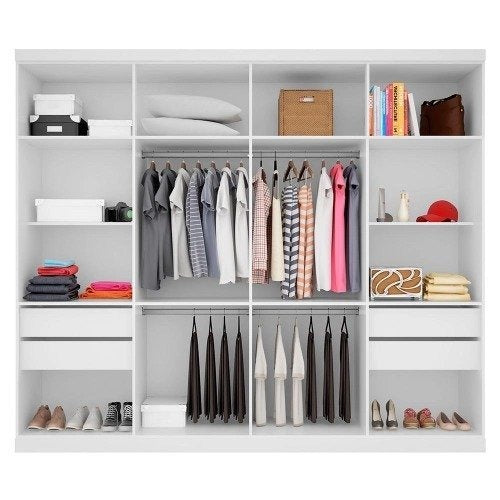 Guarda-Roupa Casal Paris 6 Portas Flex em MDP Branco com Gavetas Internas