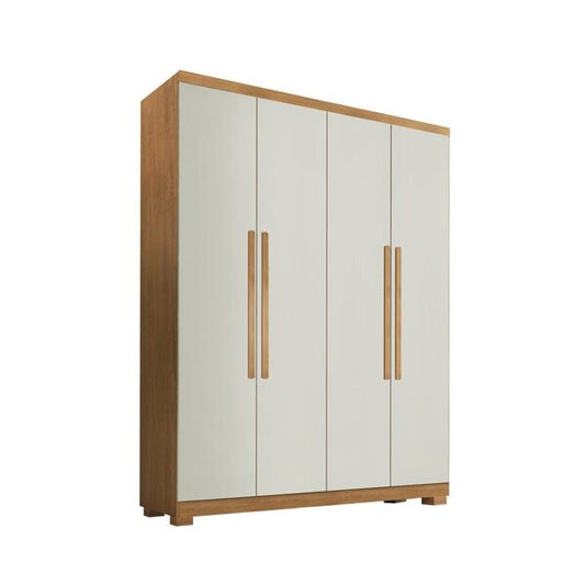 Guarda-Roupa Solteiro 4 Portas 3 Gavetas MDF Imbuia Off White Amsterdã