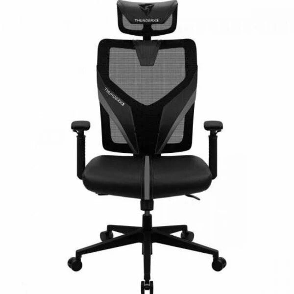 Cadeira Gamer Reclinável Malha e Couro Sintético Preta com Apoio Ajustável
