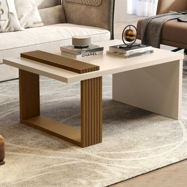 Mesa de Centro JB8020 em MDP Branco com Acabamento Semi-Brilho