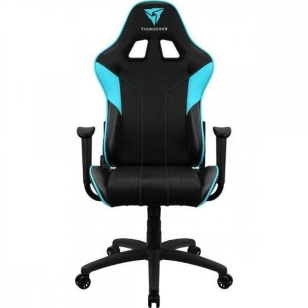 Cadeira Gamer Reclinável Couro Sintético Preto Azul com Almofadas