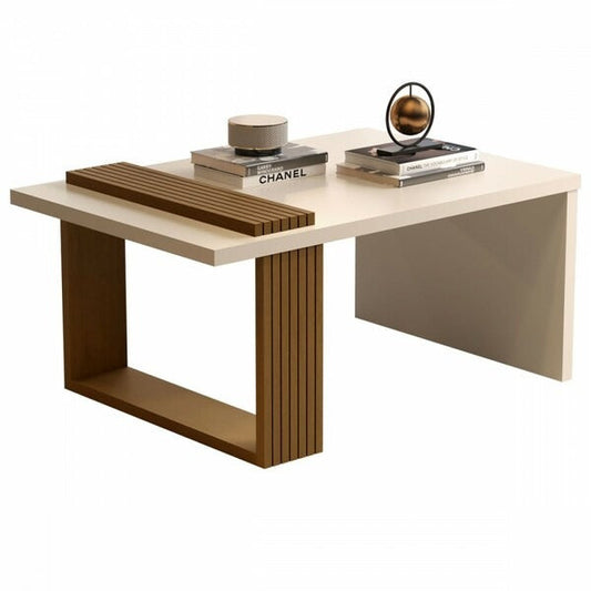 Mesa de Centro JB8020 em MDP Branco com Acabamento Semi-Brilho