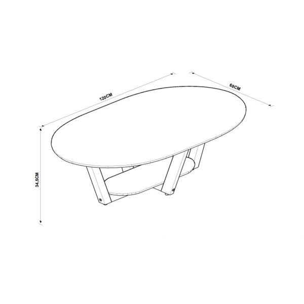 Mesa de Centro Oval Elegance Nature com Acabamento Semi-Brilho